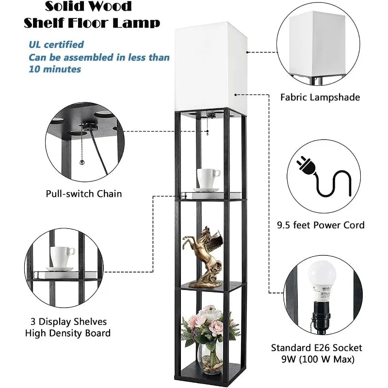 Floor Lamp with Shelves