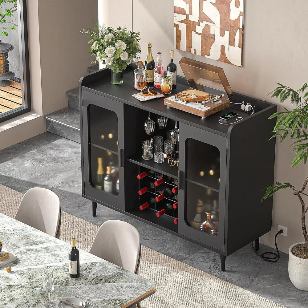 Wine Bar Cabinet with Power Outlet