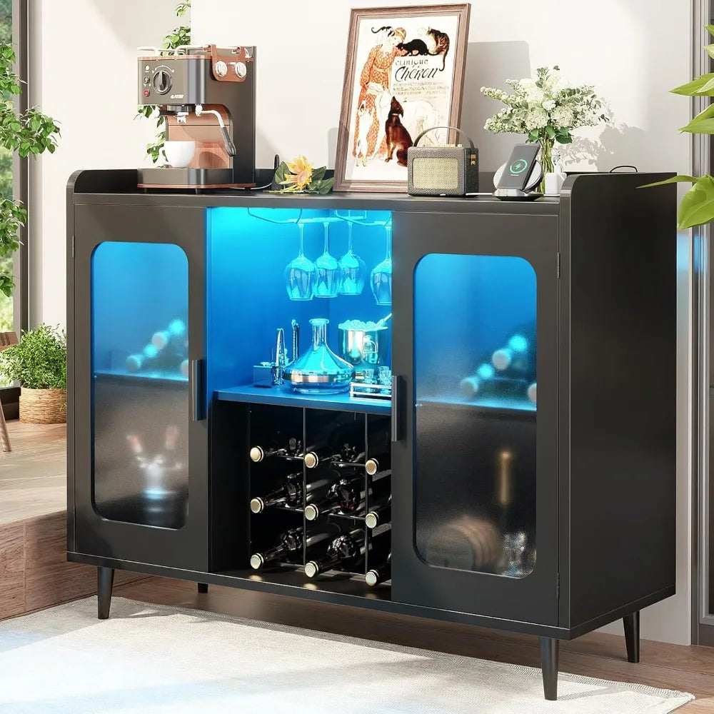 Wine Bar Cabinet with Power Outlet