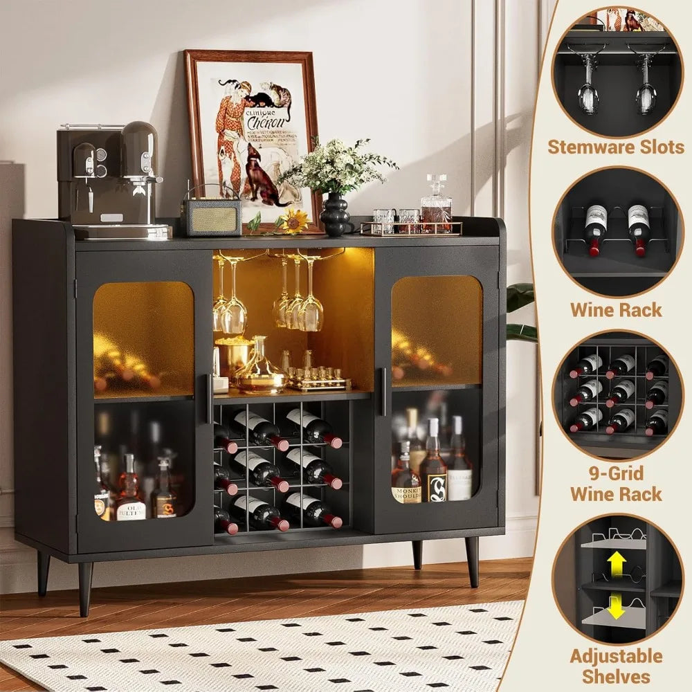 Wine Bar Cabinet with Power Outlet