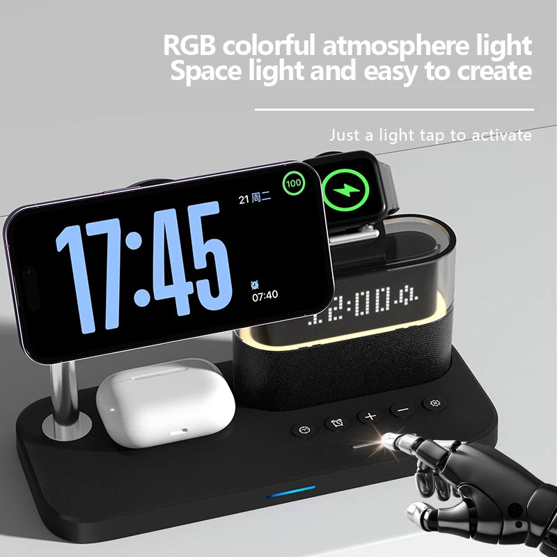 Desk Clock Wireless Charger Night Light