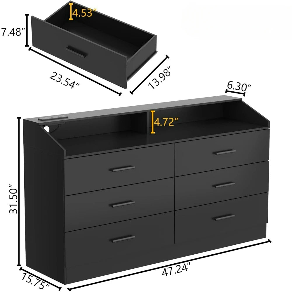 Drawer Dresser with Power Outlet