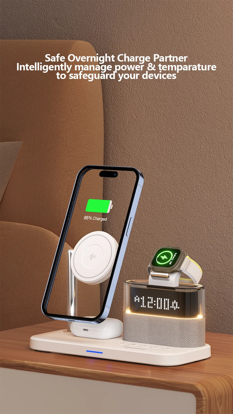 Desk Clock Wireless Charger Night Light