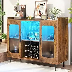 Wine Bar Cabinet with Power Outlet