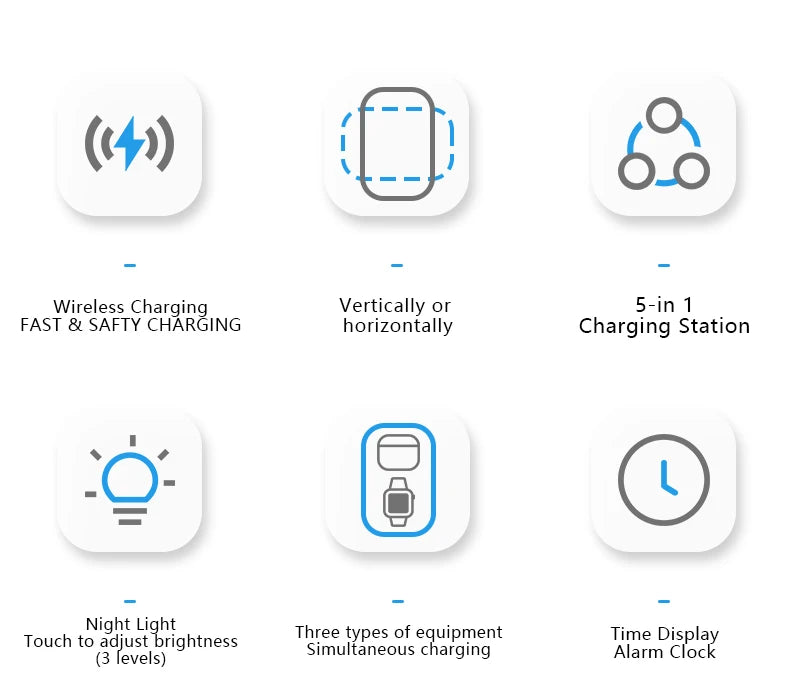 Desk Clock Wireless Charger Night Light