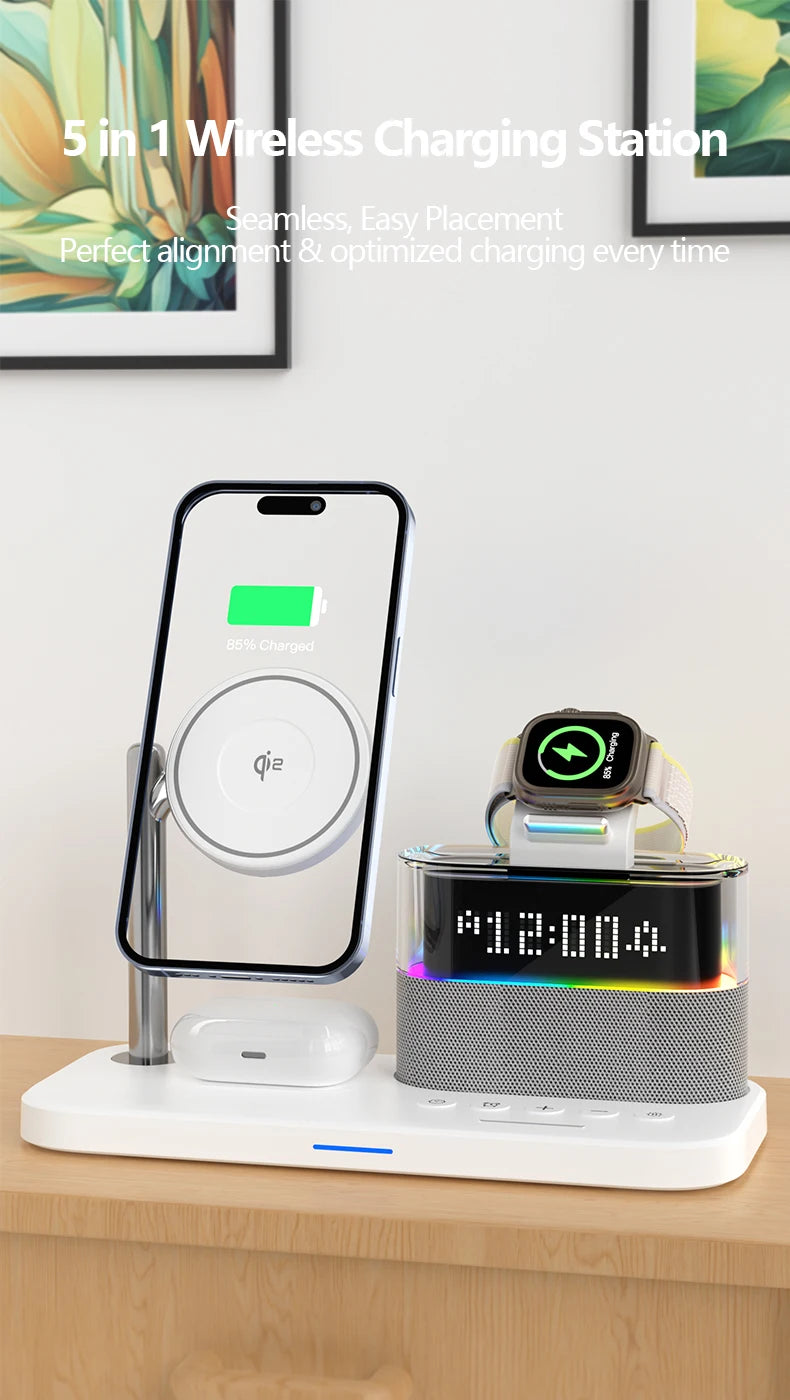 Desk Clock Wireless Charger Night Light