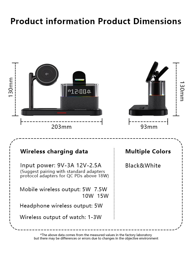 Desk Clock Wireless Charger Night Light